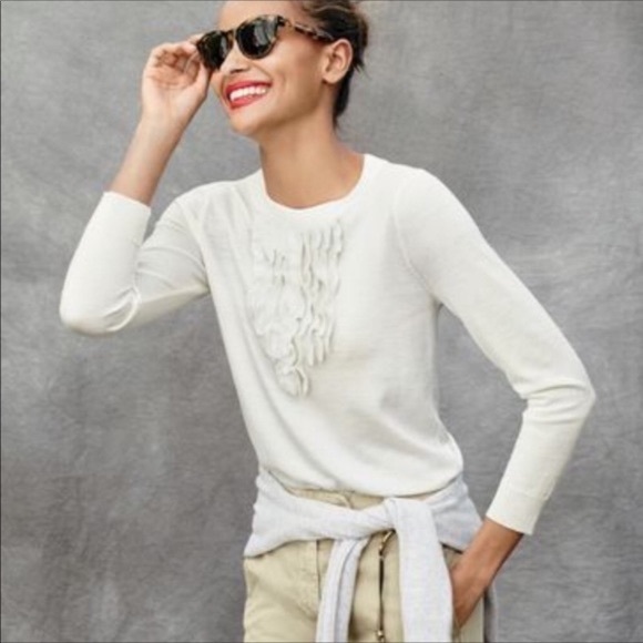 J. Crew Sweaters - JCREW//Navy Merino Wool Ruffle Sweater 💙